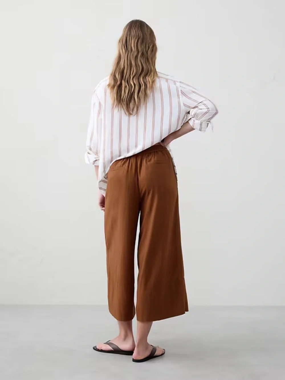 NWT! Banana Republic Wide Leg Linen Blend Cropped Pull On Pant